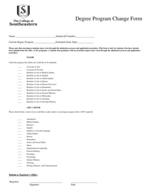 Fillable Online sebts Degree Program Change Form - Southeastern Baptist ...