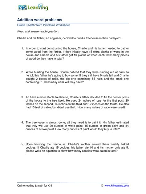 Addition Word Problems STD 3 的图像结果