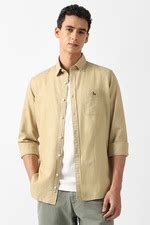 Buy Men Beige Solid Full Sleeves Casual Shirt Online - 40004718 | Van ...