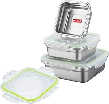 HAZEL Stainless Steel Tiffin Containers with Leakproof Lid | Airtight ...