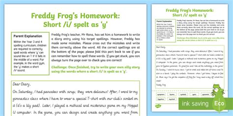 Short /i/ Spelt as 'y' Freddy Frog Activity Sheet