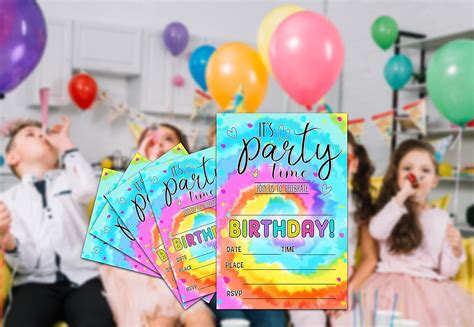 Buy Birthday Party Invitation Cards for Teens, Tie Dye Party, Party ...
