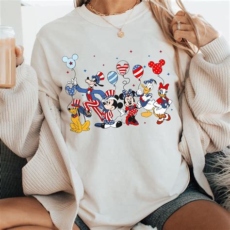 Mickey Friends Balloon Shirt Disney July 4th Independence Day 2024 T ...