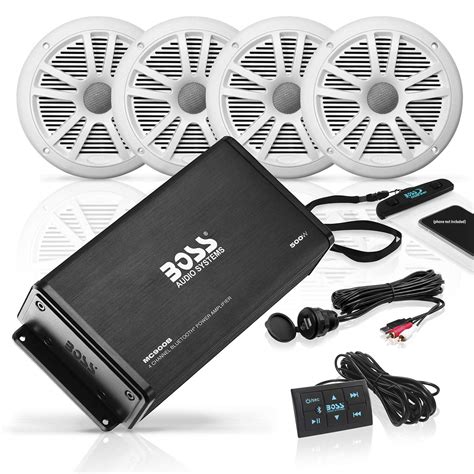 BOSS AUDIO ASK904B.64 Marine Package Includes 500 Watt Max 4-channel ...