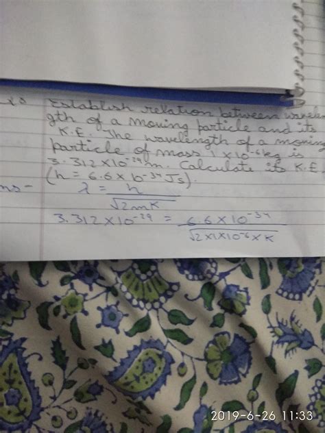 Establish a relation between wavelength of a moving particle and its ...