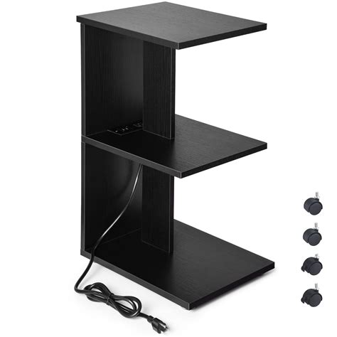 Buy ZGREN End Table with Charging Station, Narrow Side Tables for Small ...