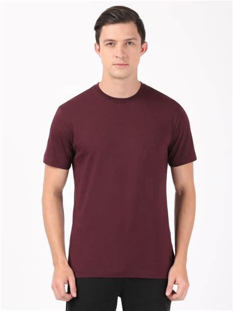 Jockey 2714 Wine Super Combed Cotton Rich Half Sleeves T-Shirt - Price ...