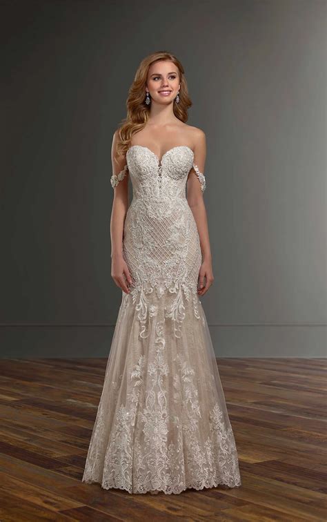 Dramatic Lace Off-the-Shoulder Wedding Dress - Martina Liana Wedding Dresses