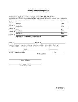 Fillable Online pplgold Notary Form - PPL GOLD Credit Union Fax Email ...