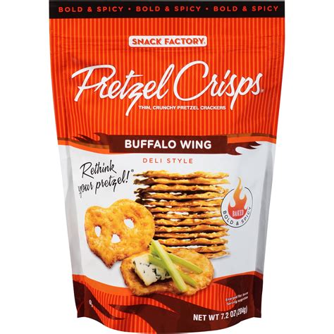 Snack Factory Buffalo Wing Deli Style Pretzel Crisps, 7.2 oz (Pack of ...