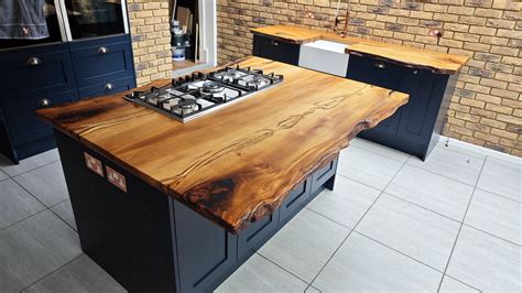 Solid Wood Kitchen Worktops / Oak Kitchen Islands with Live Edges ...