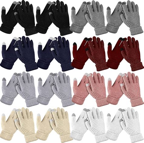 Jiuguva 16 Pairs Winter Gloves Women's Touchscreen Gloves Warm Fleece ...