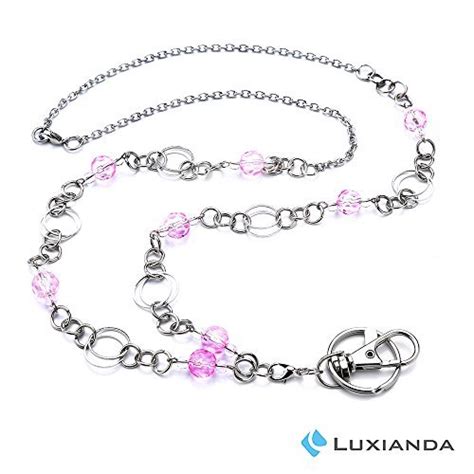 LUXIANDA Women's pink ID Name Badge Holder Necklace, Perfect for Keys ...