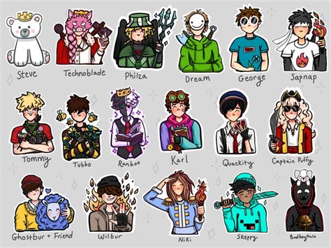 Dream SMP Stickers Technoblade Dream Tommy Ghostbur Philza - Etsy India