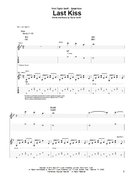 Last Kiss by Taylor Swift - Guitar Tab - Guitar Instructor