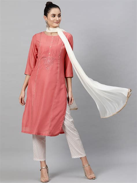 Embroidered Kurta Set With Dupatta – STREET NINE FASHIONS