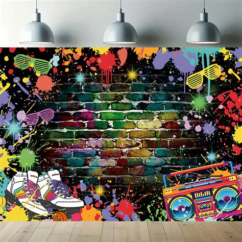Back To The 80s Party Backdrop Colorful Graffiti Wall Photography ...