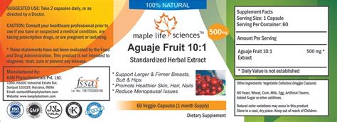 Maple lifesciences Aguaje Fruit Extract Capsules - Enhance Curves and ...