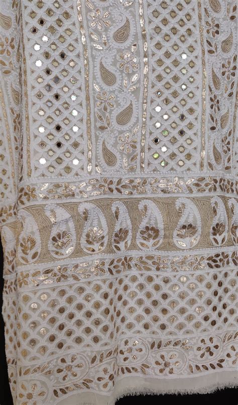 Ivory Chikankari mirror and gota patti kurta and Dupatta