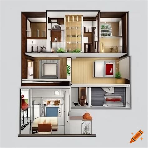 Floor plan and elevations for a one-storey residence