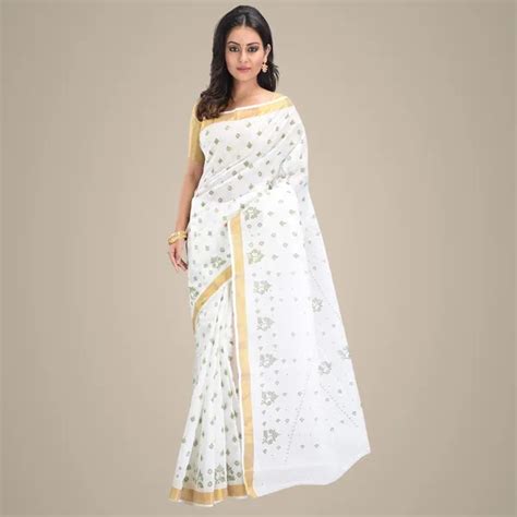 Raj Saree House White Traditional Pure Cotton Bengali Tant Saree ...