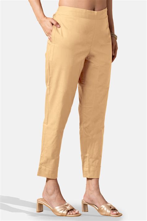 Khaki Solid Pure Cotton Straight Pant with Pockets – Maybell Womens Fashion
