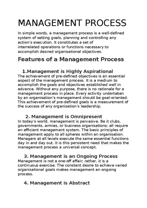 Management Process - MANAGEMENT PROCESS In simple words, a management ...
