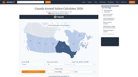 Annual Salary Calculator 2025: Gross & Net | WOWA.ca