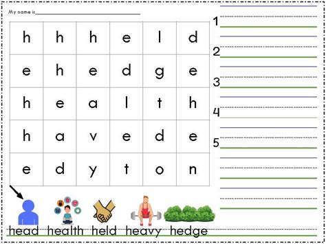 Words Beginning with /he/ Phonics for Kindergarten and First Grade ...