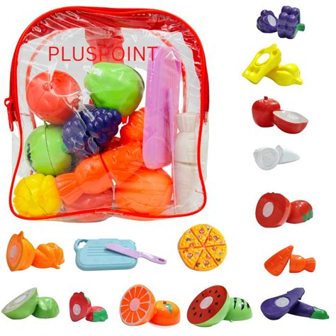 Buy PLUSPOINT 16 PCS Cutting Play Food with Pizza Toy for Kids Kitchen ...