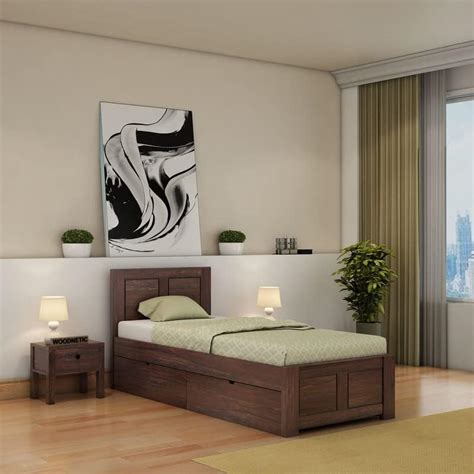 WOODNETIC Solid Sheesham Wooden Single Bed with Storage 2 Drawer for ...
