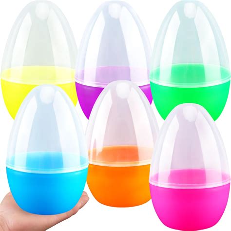 Haconba 6 Pack 8 Inch Large Fillable Easter Eggs Jumbo Colorful Spliced ...
