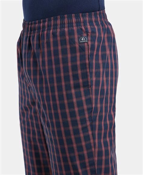 Buy Super Combed Cotton Satin Weave Fabric Regular Fit Checkered Pyjama ...