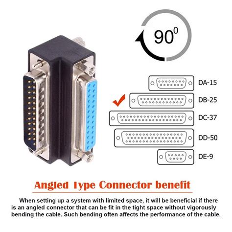 DB-008-UP DB-25PIN Up 90-Degree Angled DSUB Parallel LPT AES / EBU 25 ...