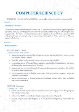 Image result for Computer Science CV