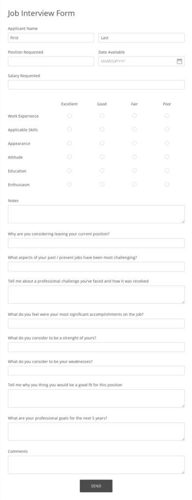 Interview Form 的图像结果