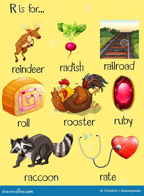 Many Words Begin with Letter R Stock Vector - Illustration of roll, rate: 75242834