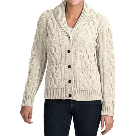 Peregrine Aran Shawl Collar Cardigan Sweater (For Women) - Save 72%
