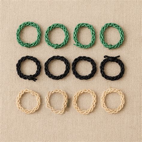 Braided Elastic Hair Bands Set (12 Pc)