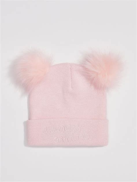 Czapka z puszystymi pomponami Kolor różowy - SINSAY - WR408-03X