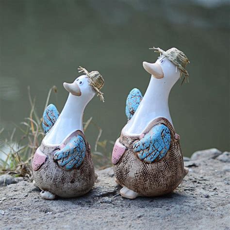 Buy Cloud Garden Ceramic Duck Ornament Indoor Outdoor Statue Sculpture ...