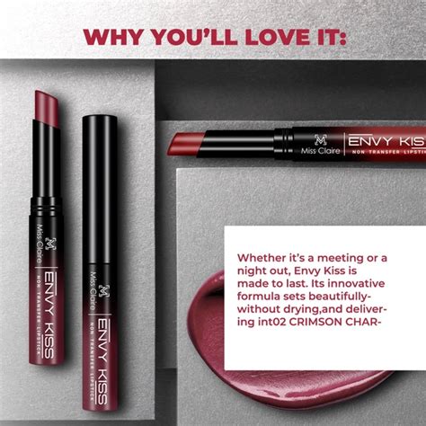 Miss Claire Envy Kiss Non Transfer Lipstick 16 Slay 1.8g, Bold Matte Finish
