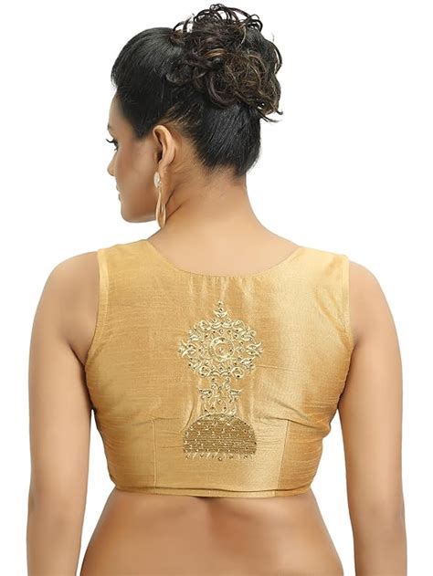 Madhu Fashion Women's Poly Raw Silk Embroidered Saree Blouse with ...