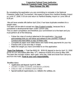 Fillable Online Connecticut National Team Application National ...