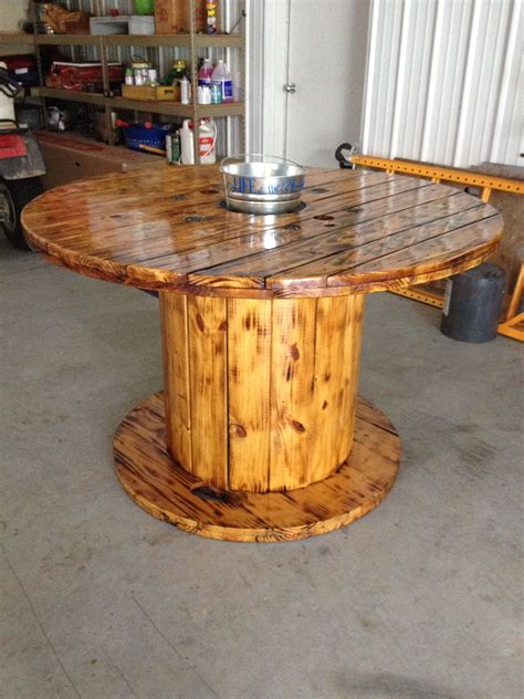 Outdoor Tables Made Out Of Wooden Wire Spools at Alicia Marcel blog