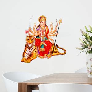 Devil designs 55 cm shri sher wali mata Colorful Wall Sticker Picture ...