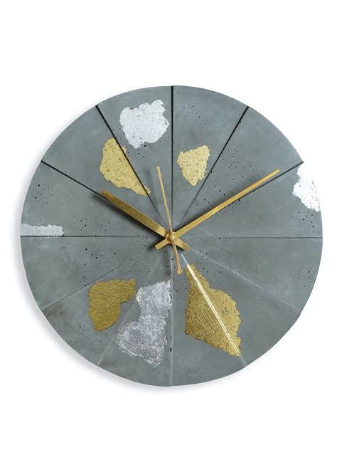Get Concrete Designer Wall Clock (Grey-Gold-Silver) at ₹ 5249 | LBB Shop