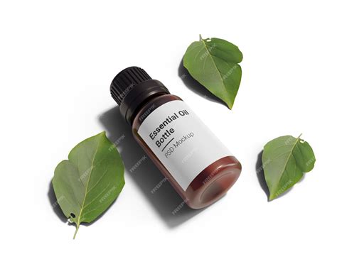 Premium PSD | Amber Essential Oil Bottle Mockup