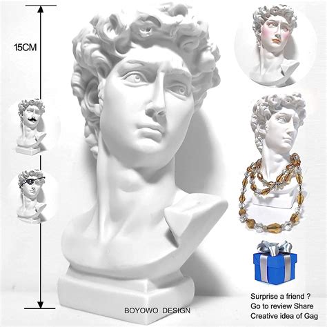 Buy David Statue Greek Bust Face Vase Head Retro Decor Cute Room Decor ...