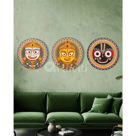 Set of 3 Divine Pattachitra Trio – Jagannath, Subhadra & Balabhadra